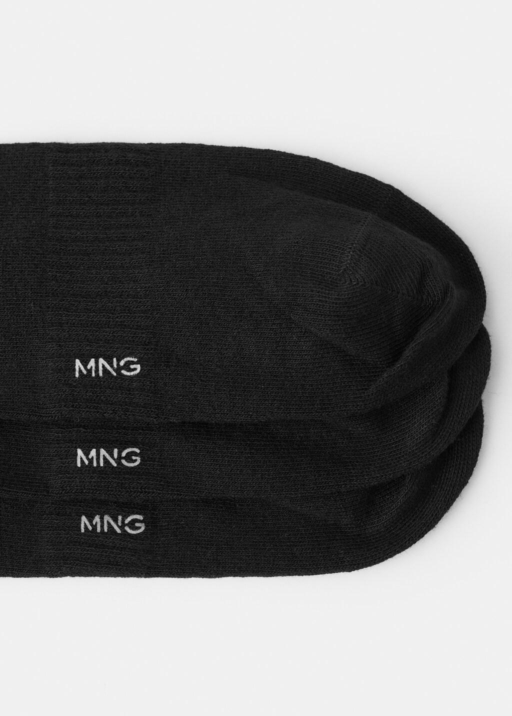 Black Cotton Socks, Set Of 3, Black, large image number 1