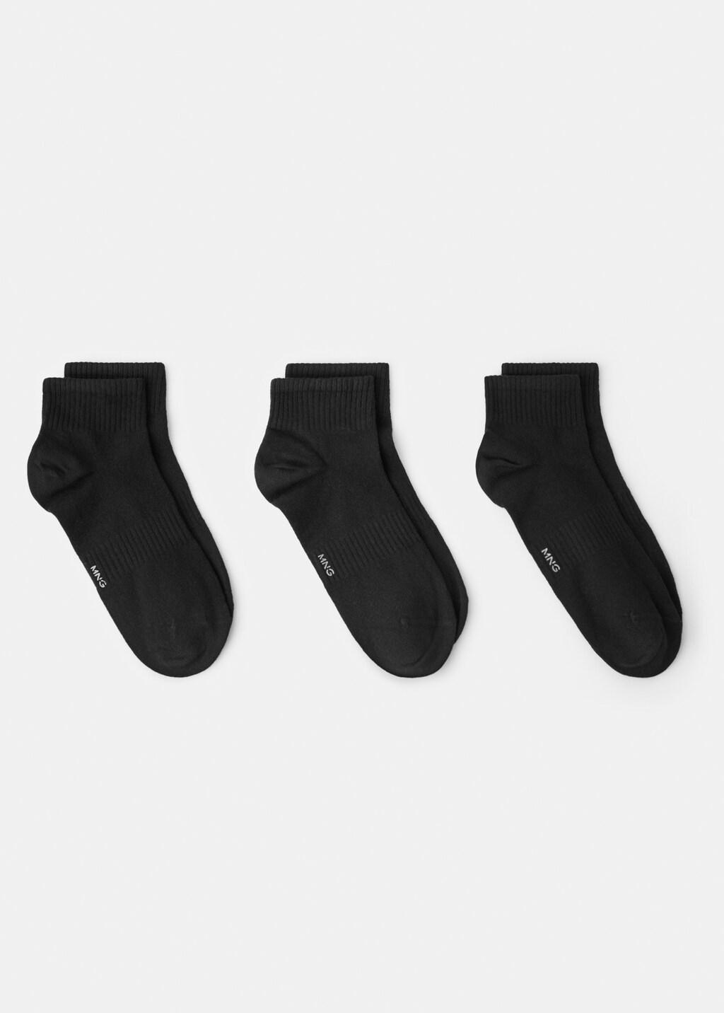 Black Cotton Socks, Set Of 3, Black, large image number 3