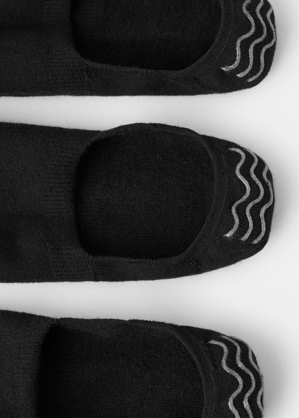 BLACK 3-pack of invisible socks, Black, medium