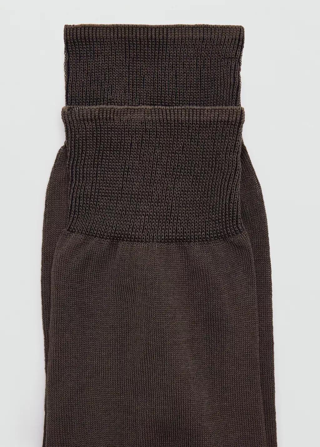 Brown Long Cotton Socks, Set Of 2, Brown, large image number 0