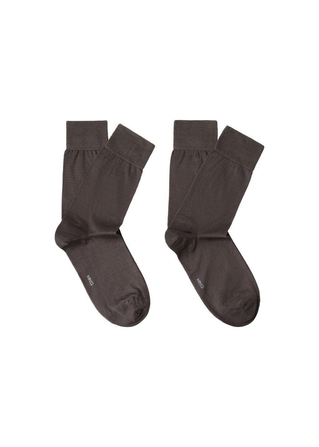 Brown Long Cotton Socks, Set Of 2, Brown, large image number 3