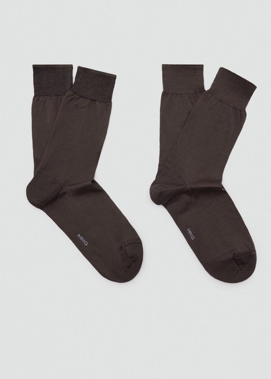 Brown Long Cotton Socks, Set Of 2, Brown, large image number 4