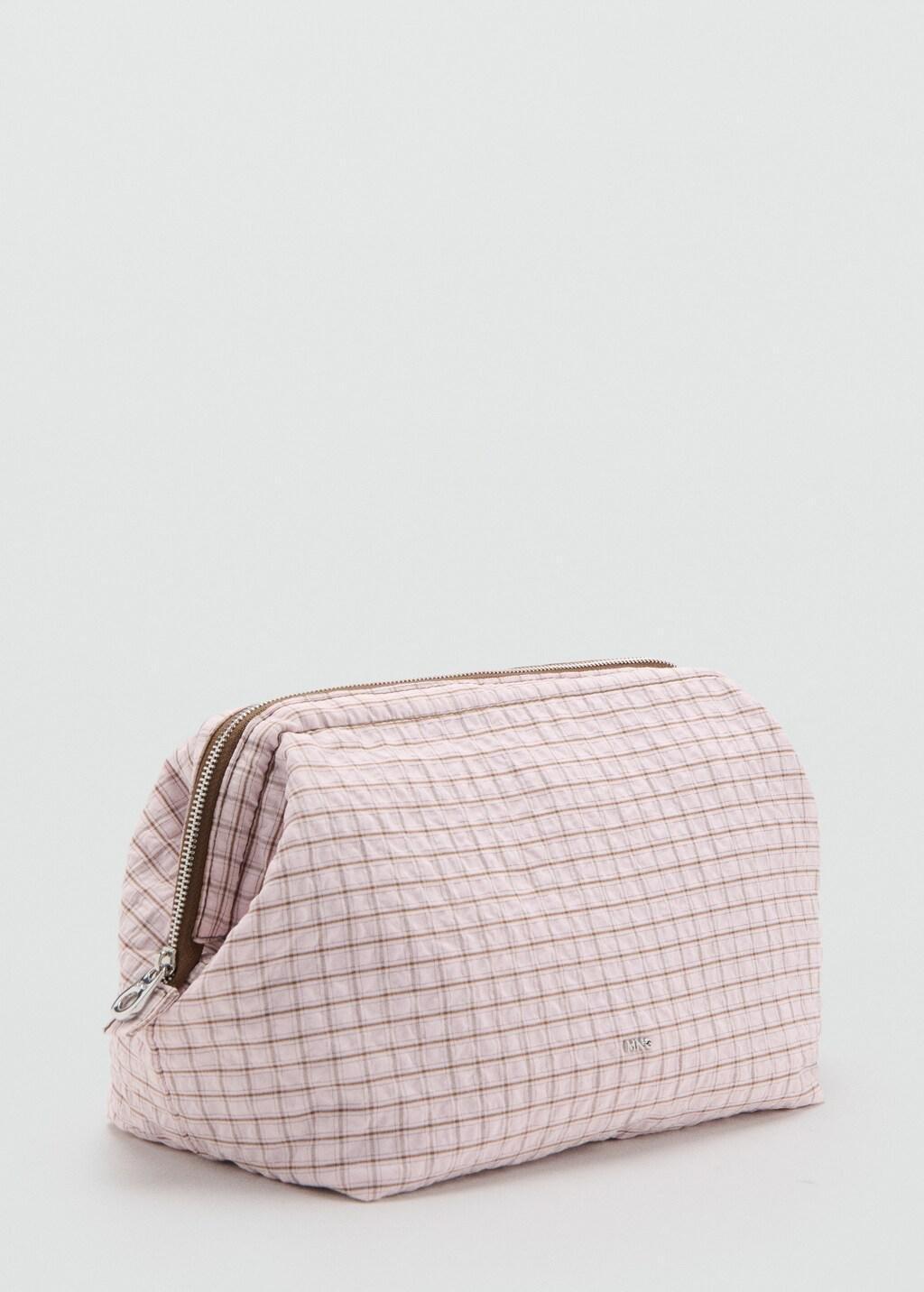 PINK Checked cotton wash bag, Pink, large image number 0