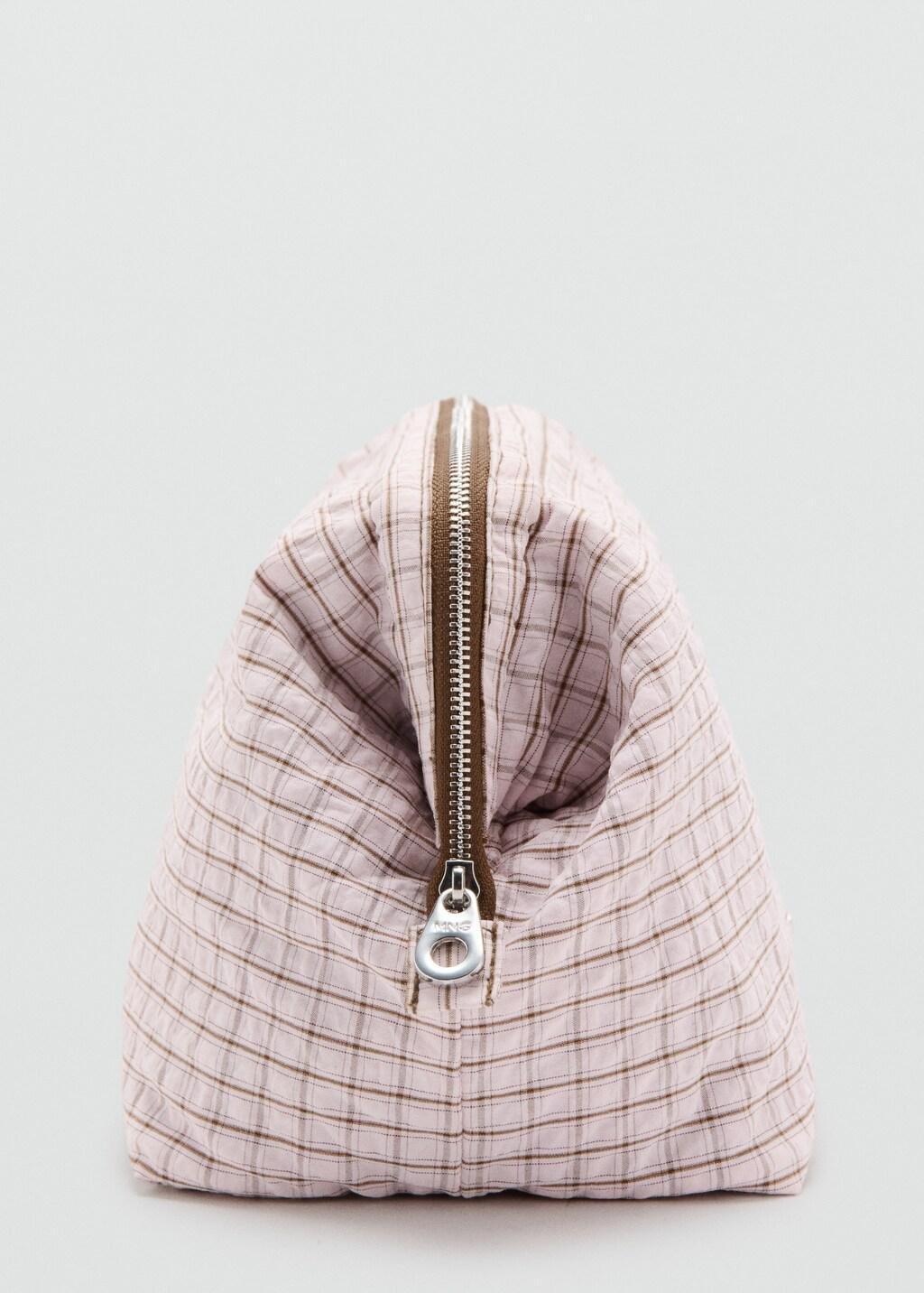 PINK Checked cotton wash bag, Pink, large image number 1