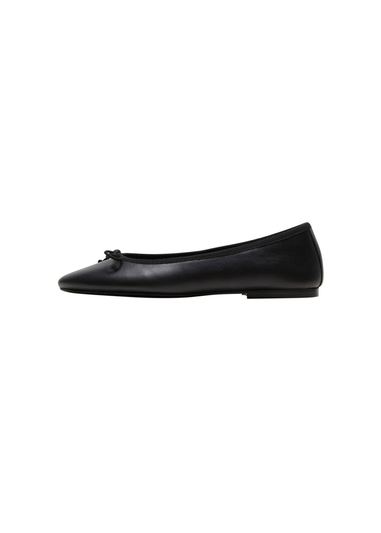 Black Bow Leather Ballerina, , large image number 0