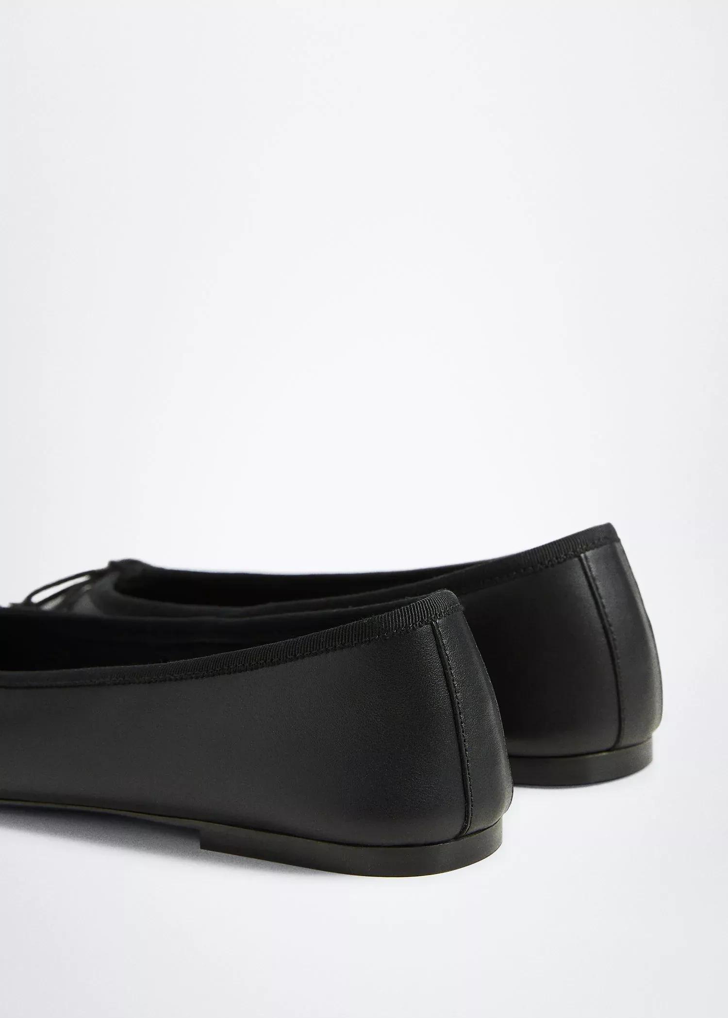 Black Bow Leather Ballerina, , large image number 2