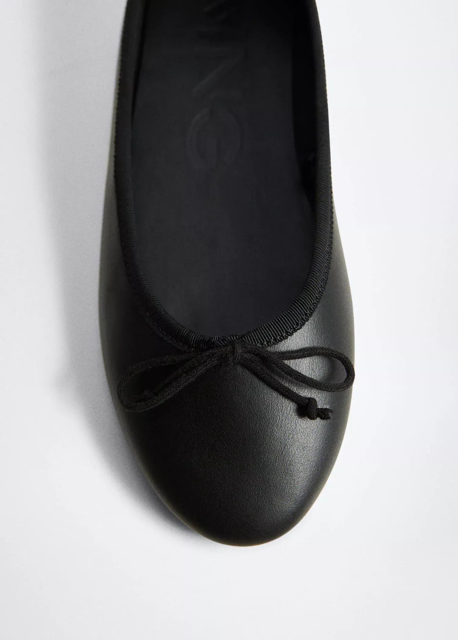 Black Bow Leather Ballerina, , large image number 3