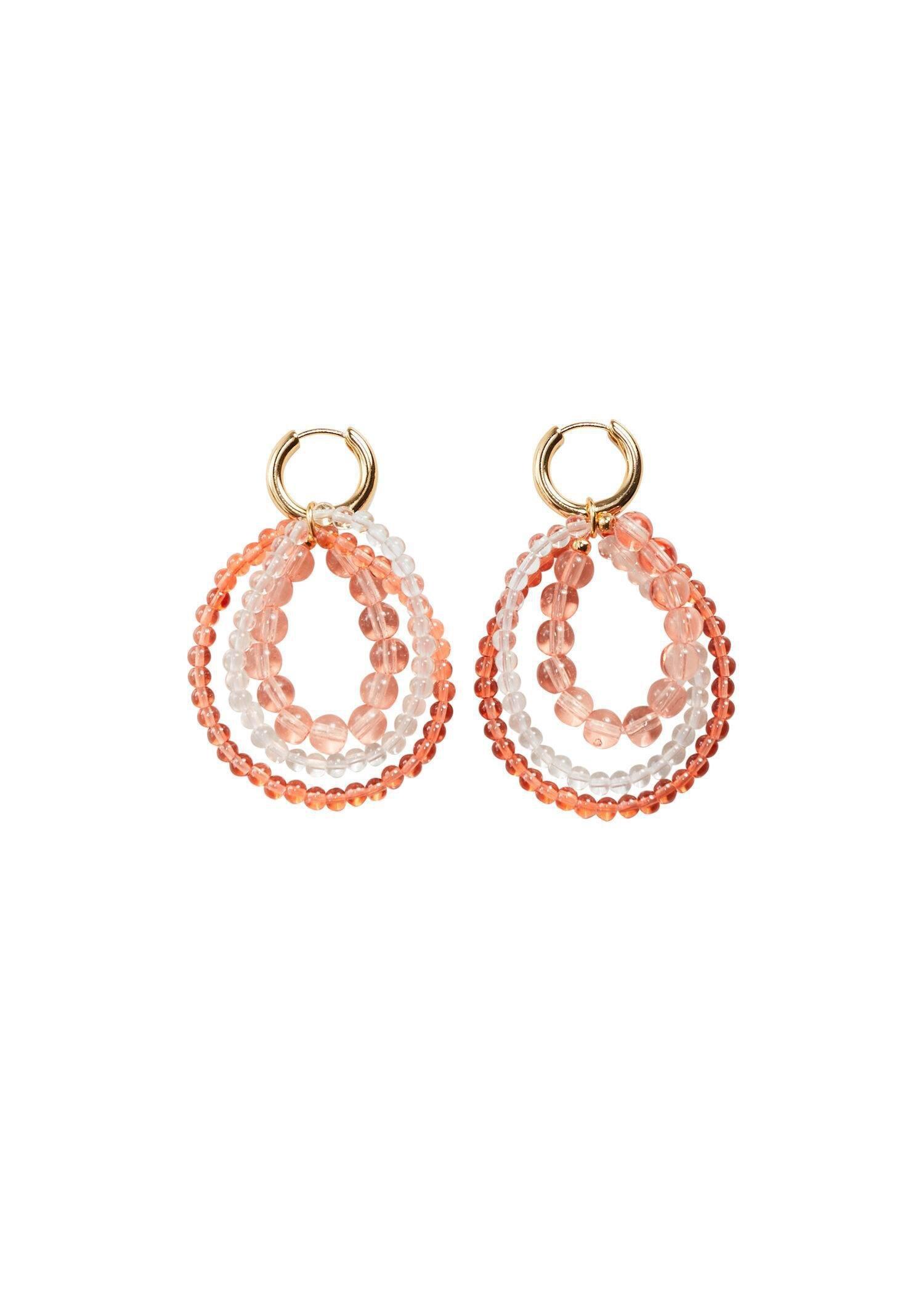 orange Beaded pendant earrings, , large image number 0