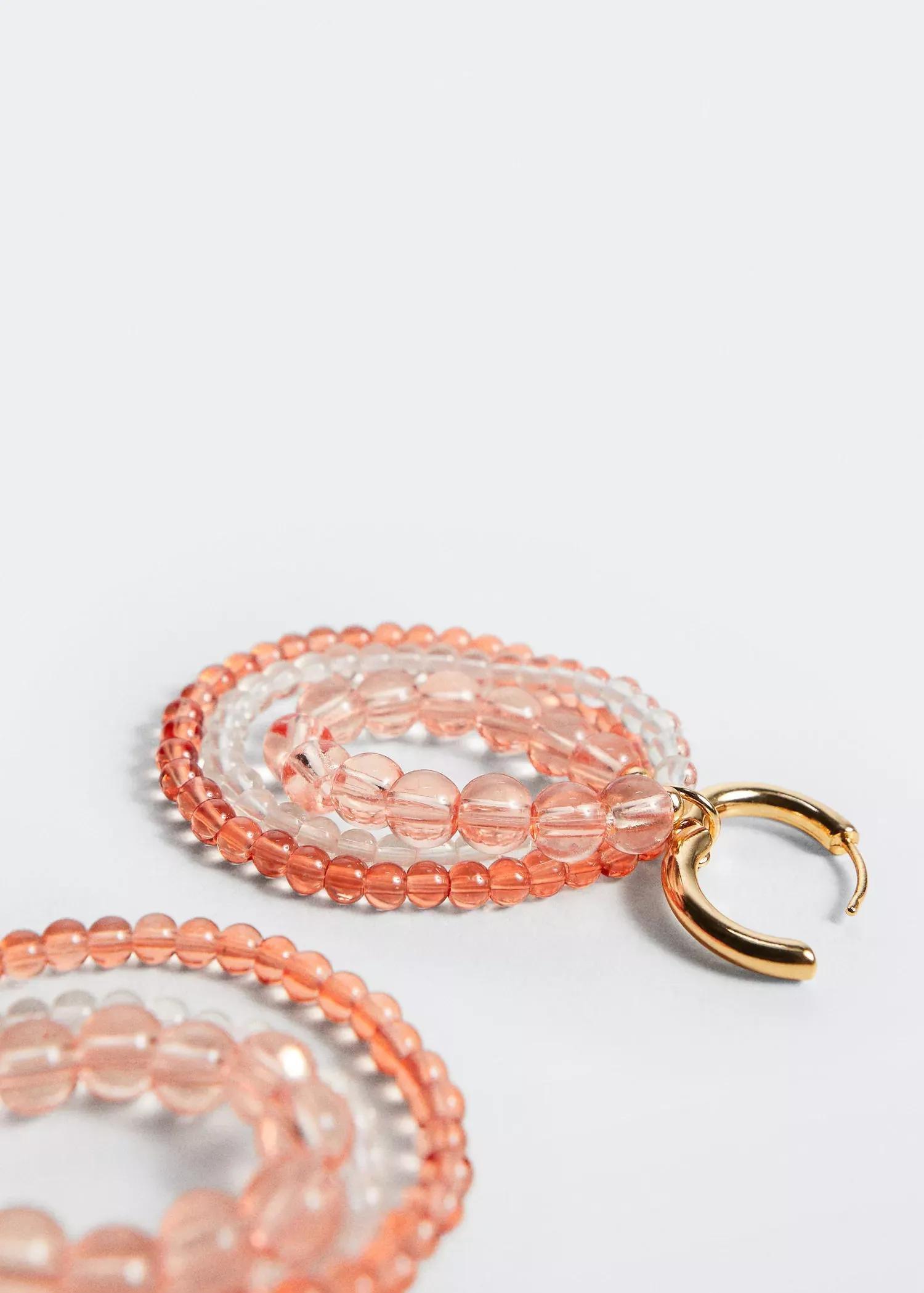 orange Beaded pendant earrings, , large image number 1