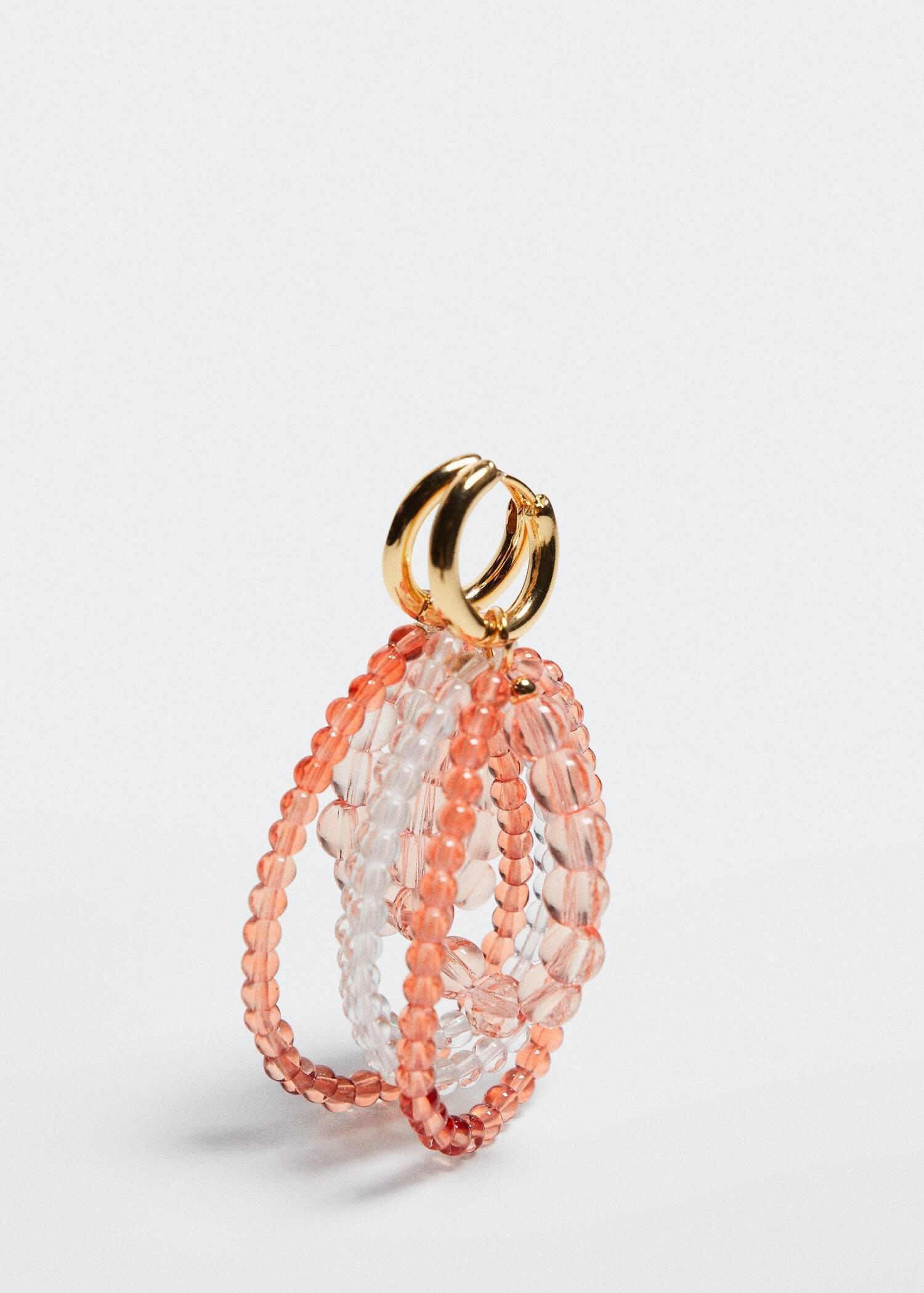 orange Beaded pendant earrings, , large image number 2