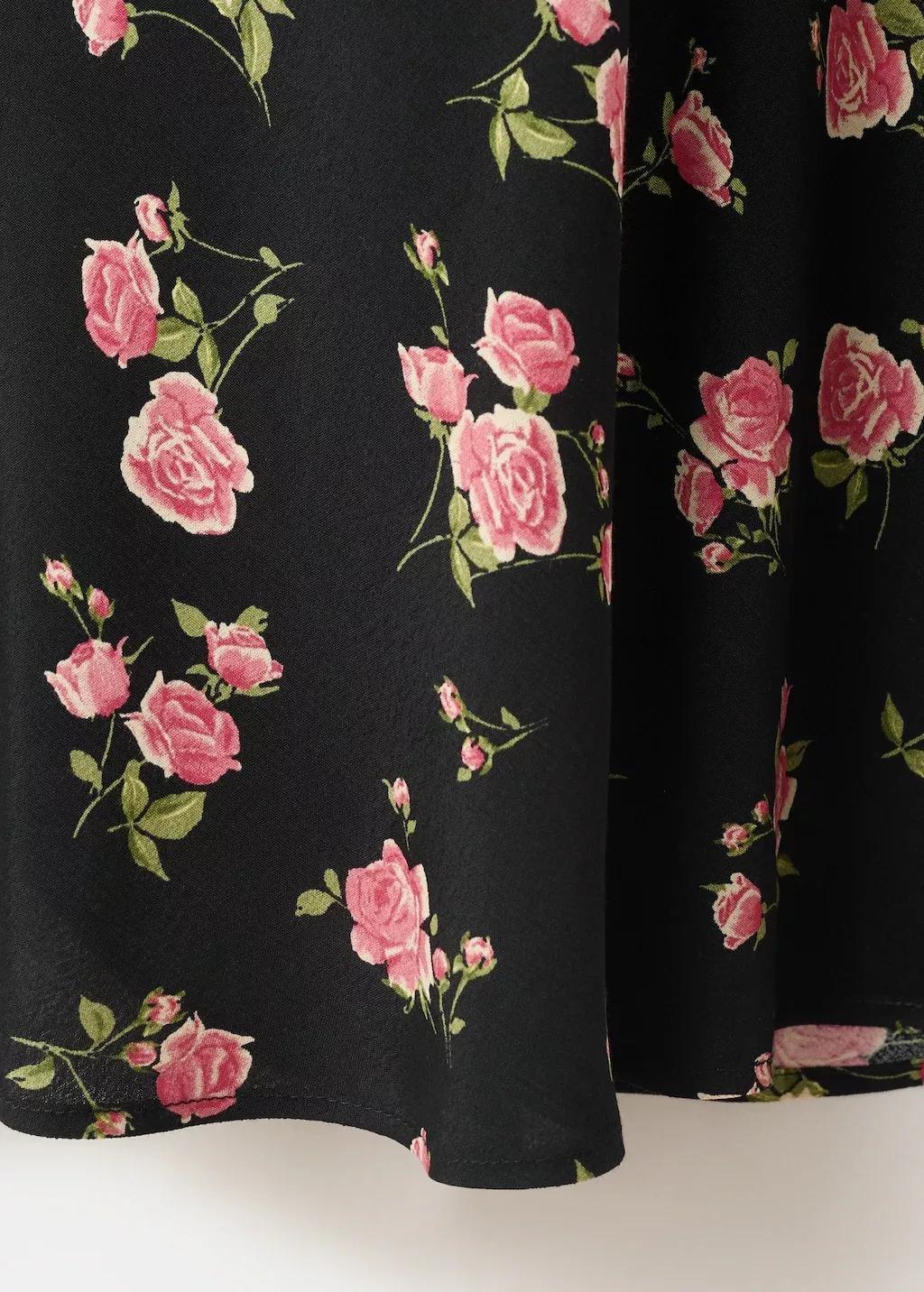 Black Floral Dress With Lace Trim, Black, large image number 5