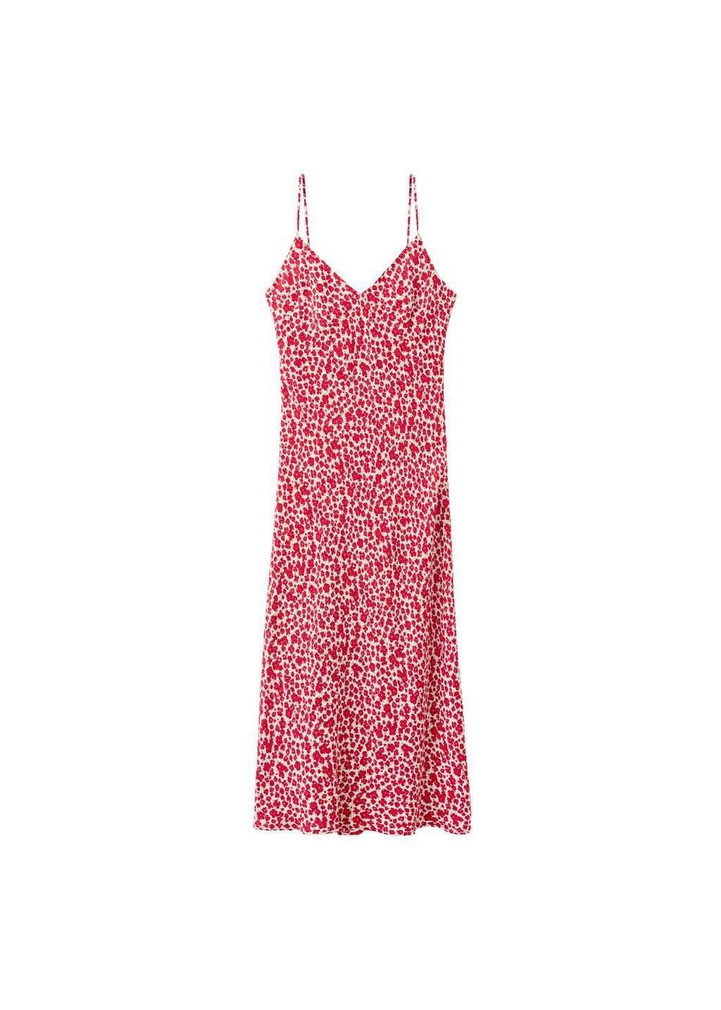 Beige V-Neck Print Dress, Light Beige, large image number 0