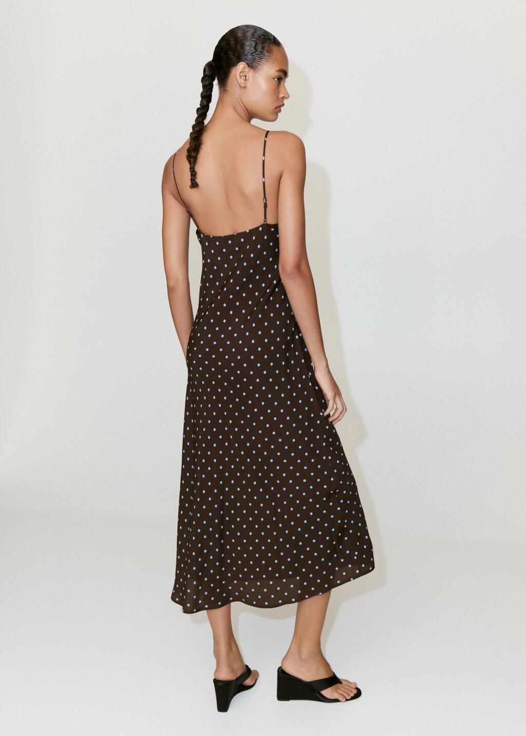Brown V-Neck Print Dress, Dark Brown, medium