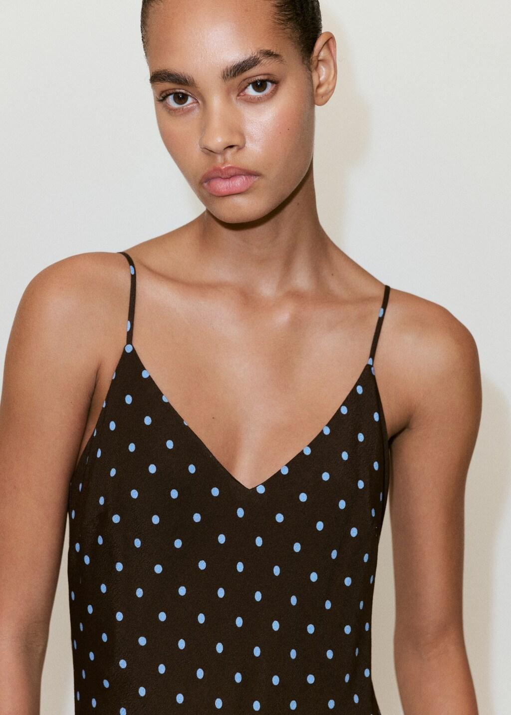 Brown V-Neck Print Dress, Dark Brown, large image number 4