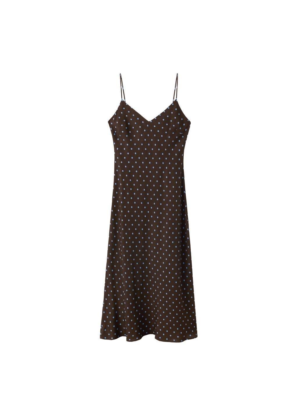 Brown V-Neck Print Dress, Dark Brown, large image number 6