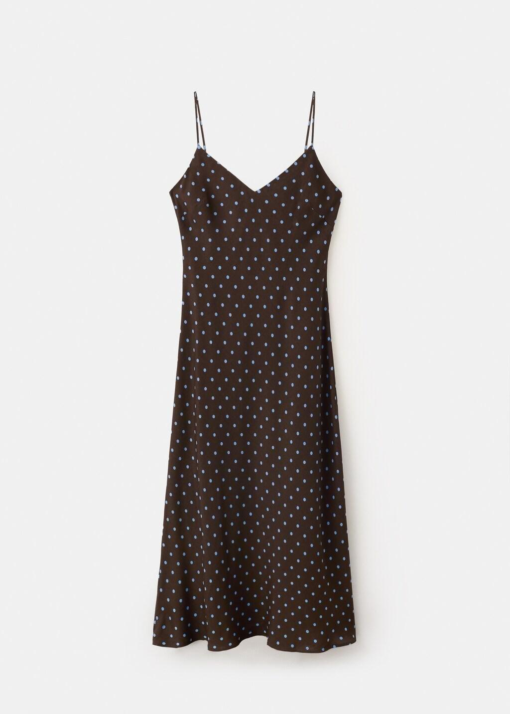 Brown V-Neck Print Dress, Dark Brown, large image number 7