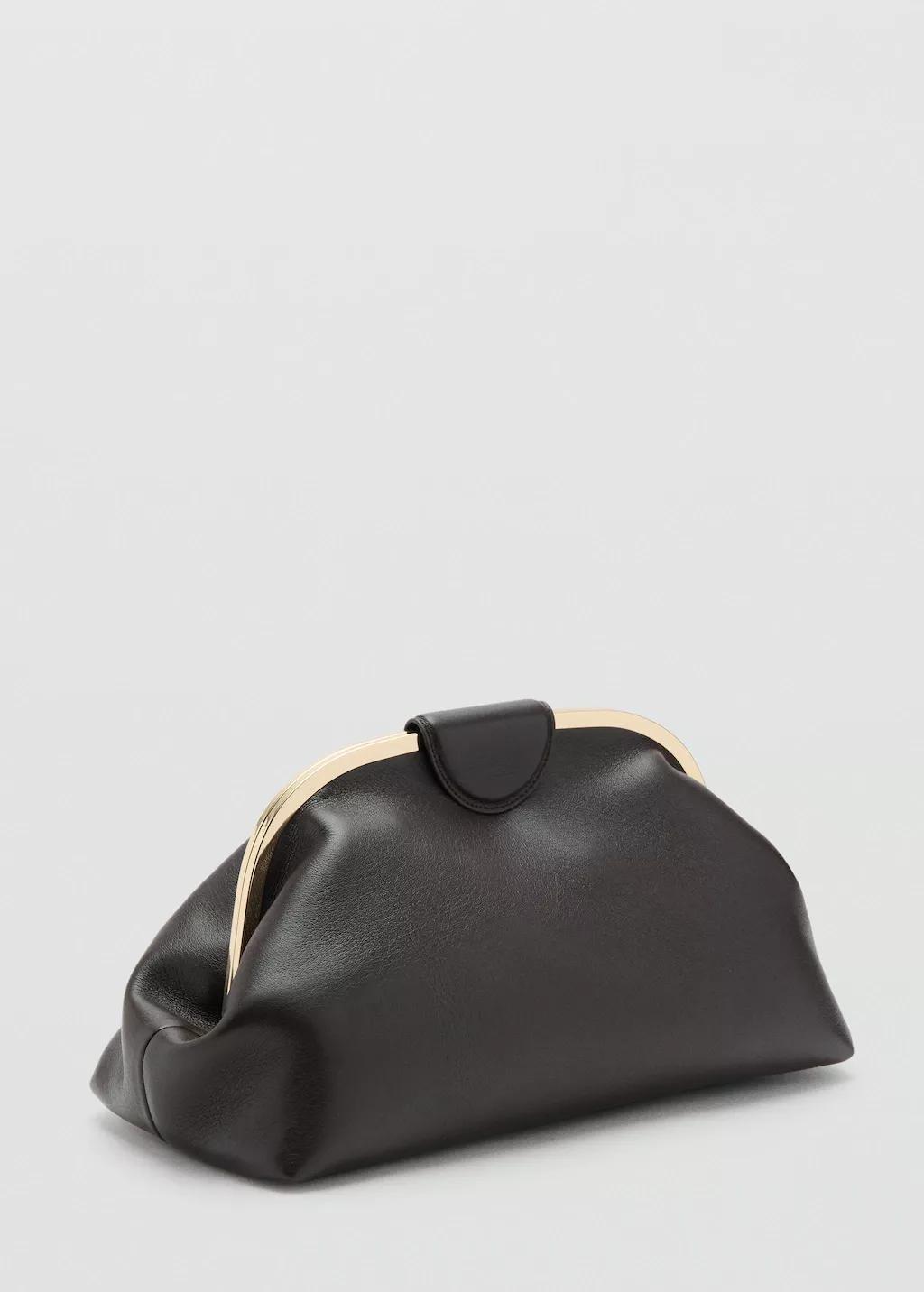 Brown Large Clutch With Metallic Details, Dark Brown, large image number 0