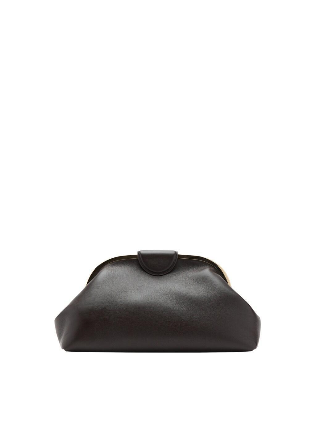 Brown Large Clutch With Metallic Details, Dark Brown, large image number 2