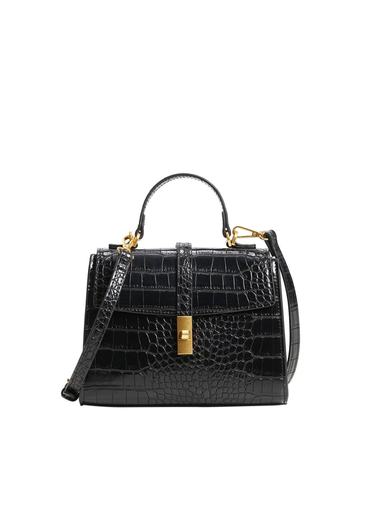 Black Croco Crossbody Bag, , large image number 0