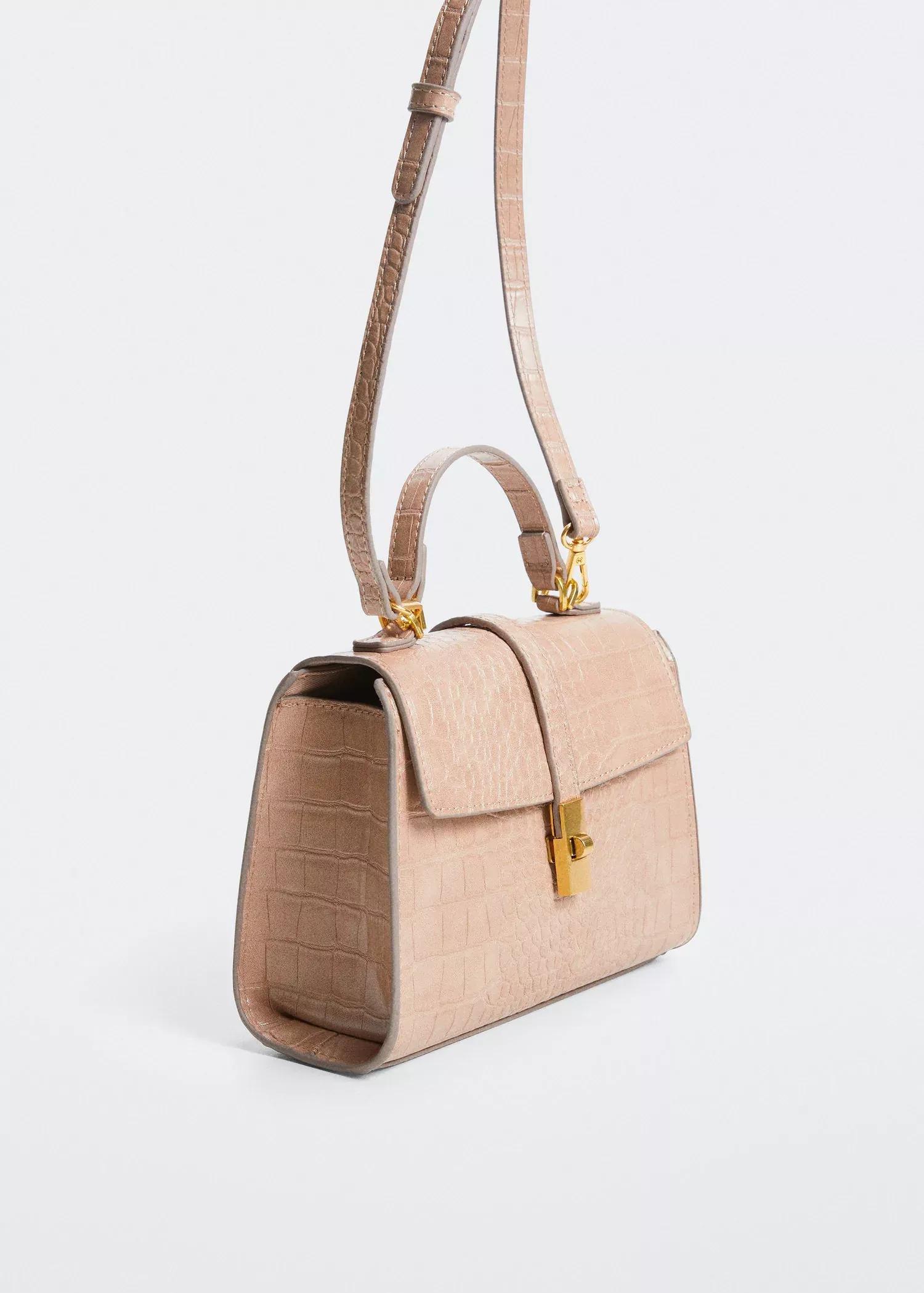 Beige Croc-Effect Cross Body Bag, , large image number 1