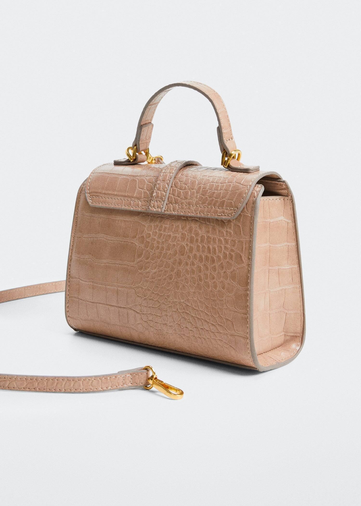 Beige Croc-Effect Cross Body Bag, , large image number 3