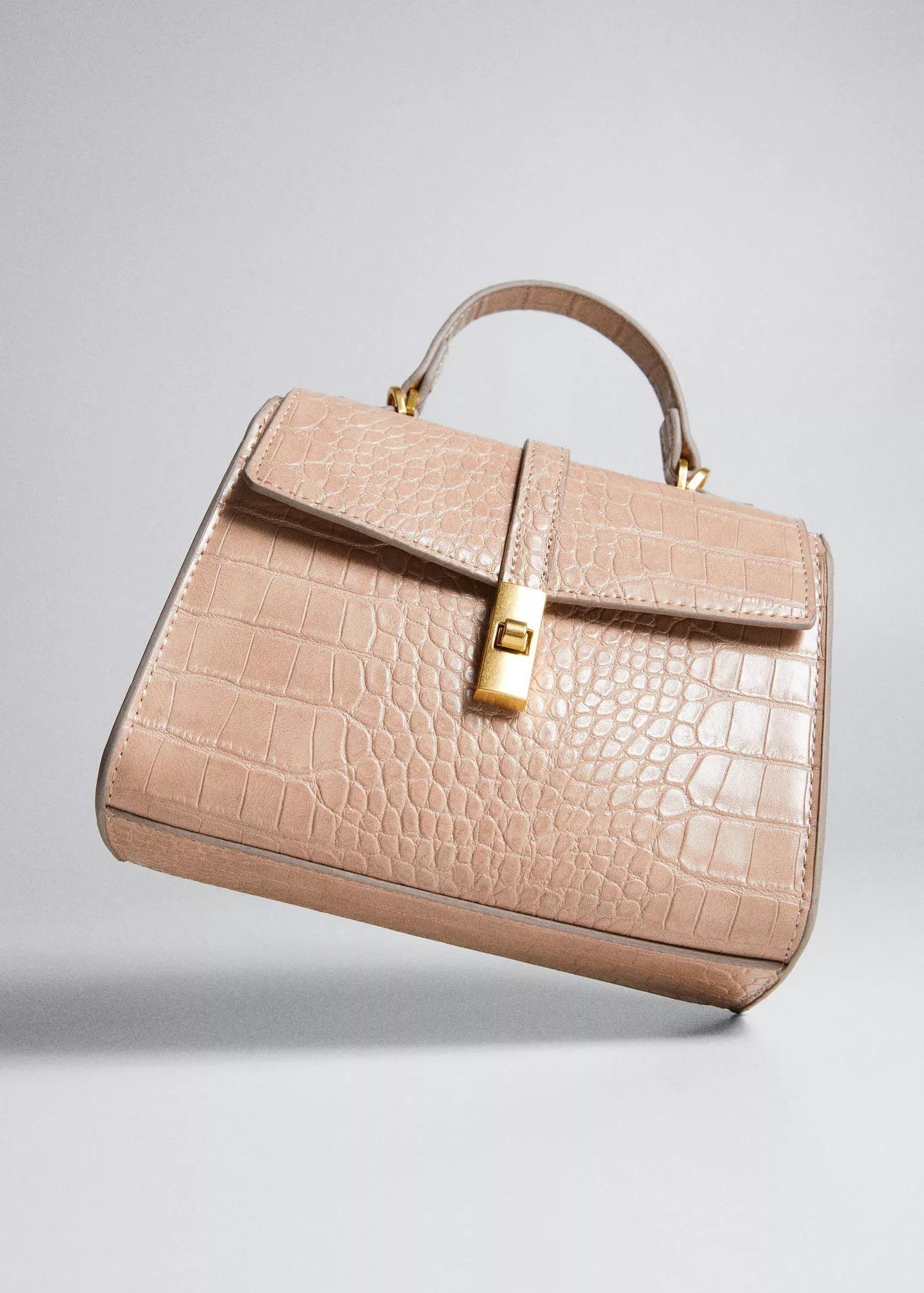 Beige Croc-Effect Cross Body Bag, , large image number 4