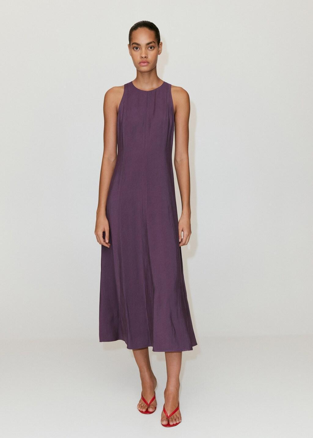 Purple A-Line Dress With Seam Detail, Medium Purple, medium