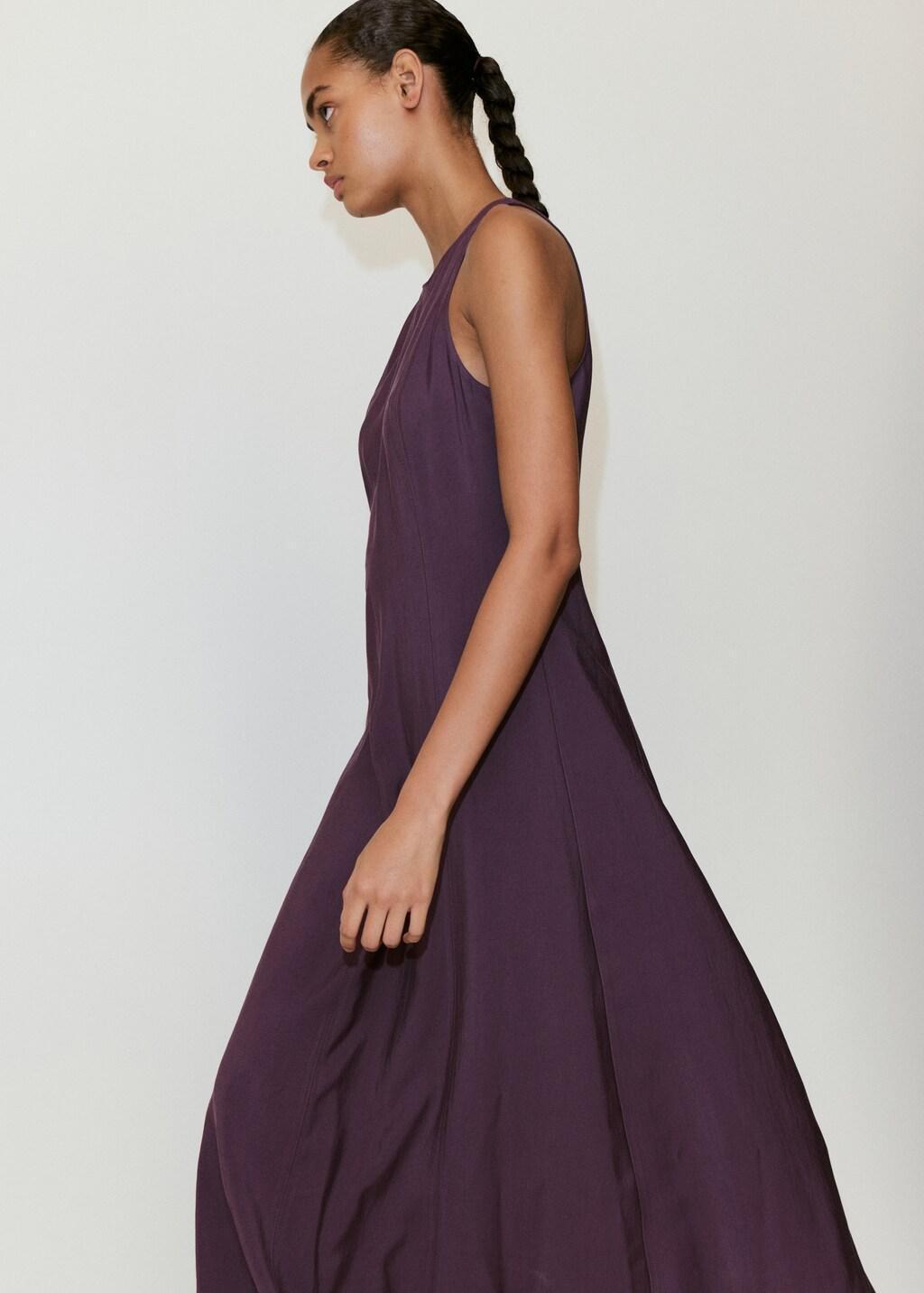 Purple A-Line Dress With Seam Detail, Medium Purple, large image number 3