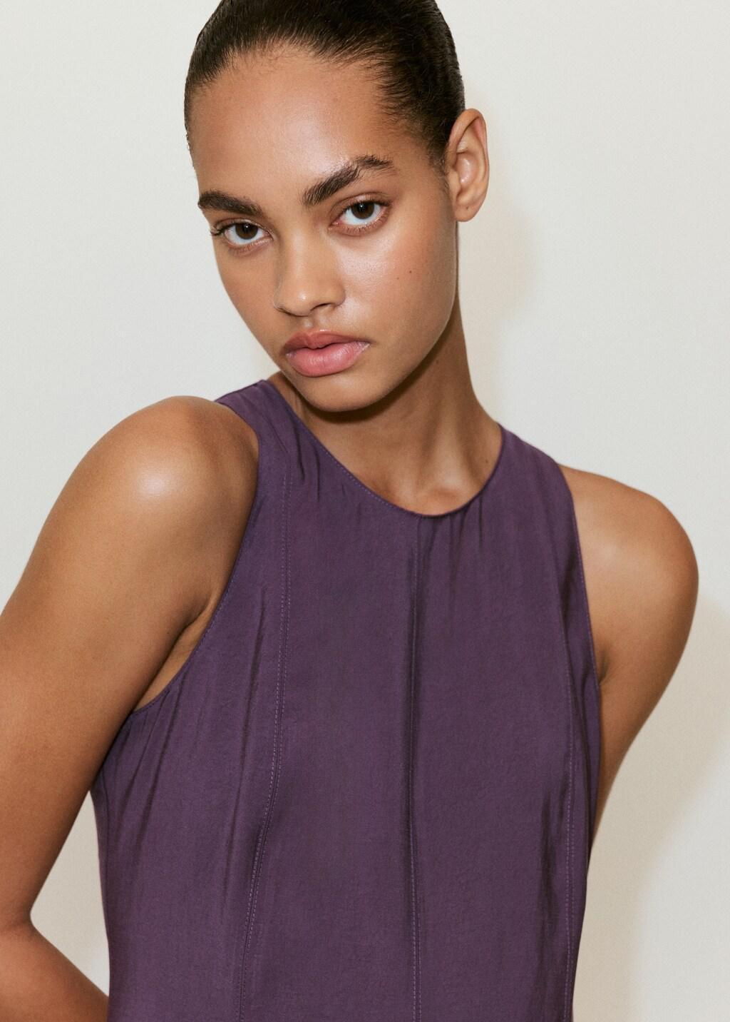 Purple A-Line Dress With Seam Detail, Medium Purple, large image number 4