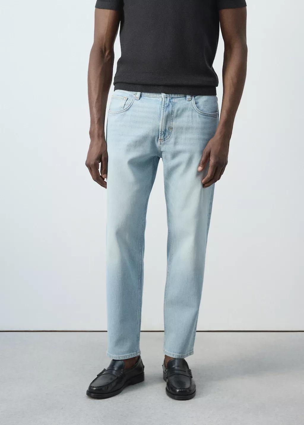 Blue Ben Cropped Tapered-Fit Jeans, Open Blue, large image number 3