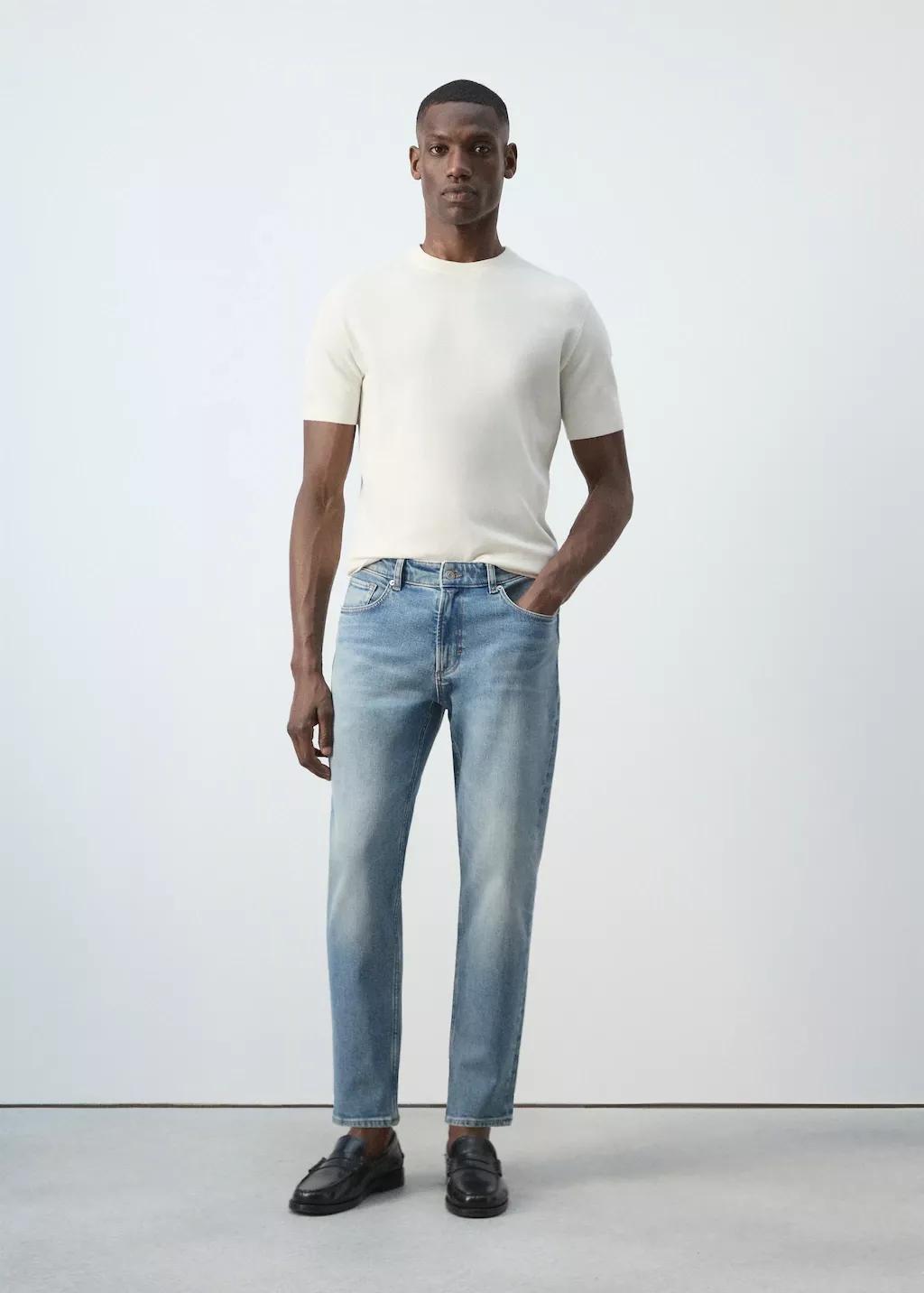 BLUE Ben cropped tapered-fit jeans, Open Blue, large image number 0