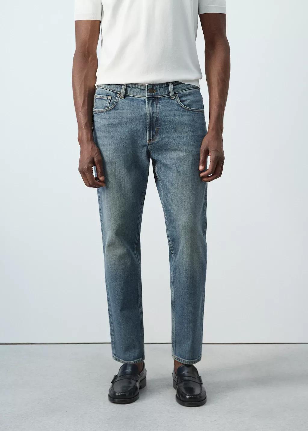 Blue Ben Cropped Tapered-Fit Jeans, 0201_DI, large image number 3