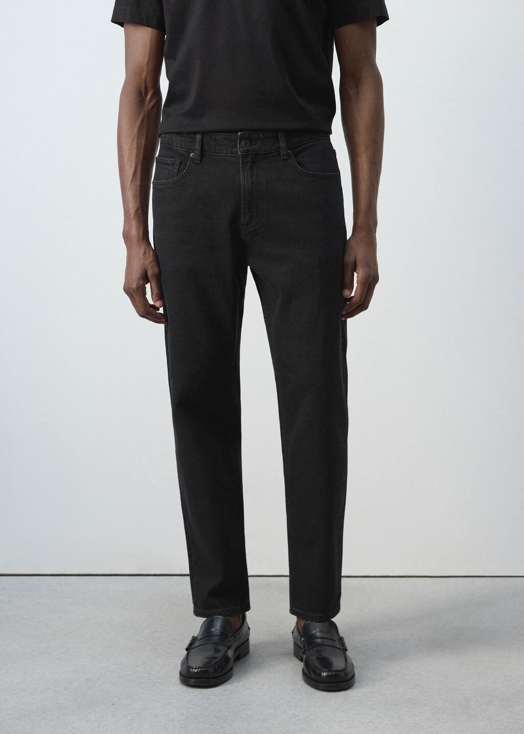 Grey Ben Cropped Tapered-Fit Jeans, Open Grey, large image number 3