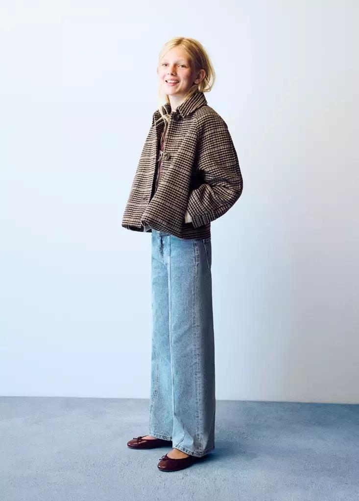 OPEN BLUE Wide-leg double-button jeans, Kids Girl, Open Blue, large image number 0