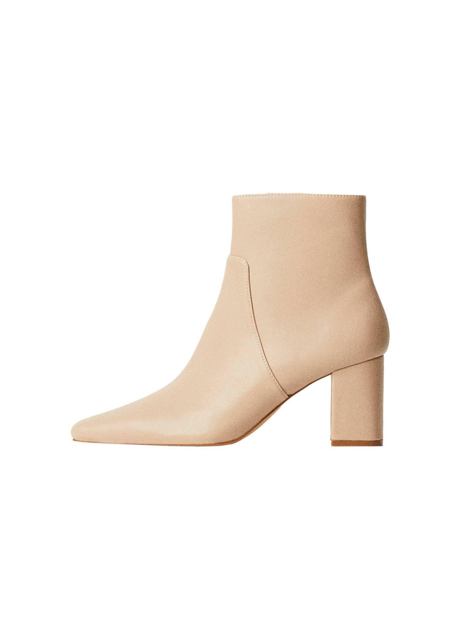 Beige Pointed Heel Ankle Boot, , large image number 0