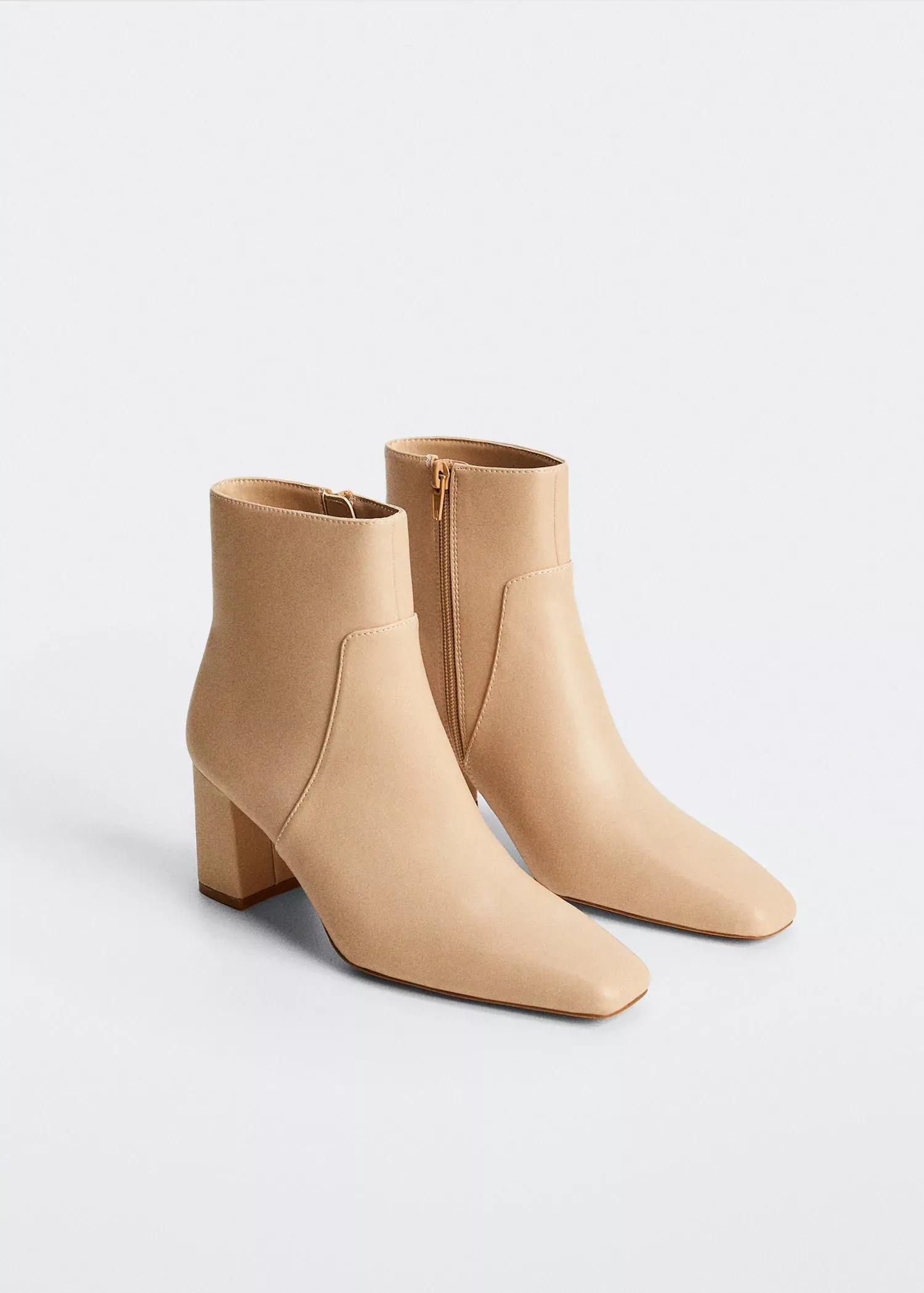 Beige Pointed Heel Ankle Boot, , large image number 1
