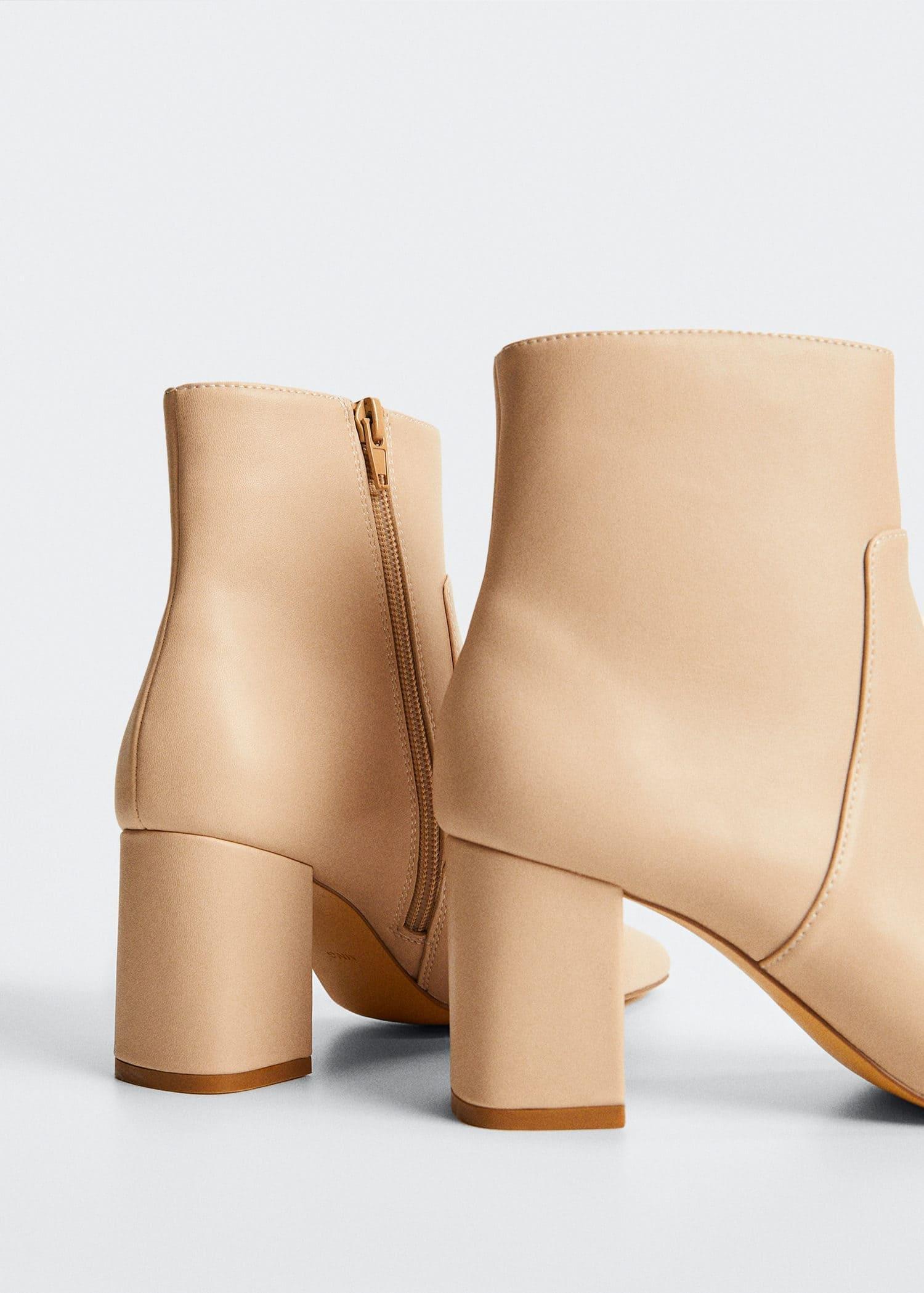 Beige Pointed Heel Ankle Boot, , large image number 2