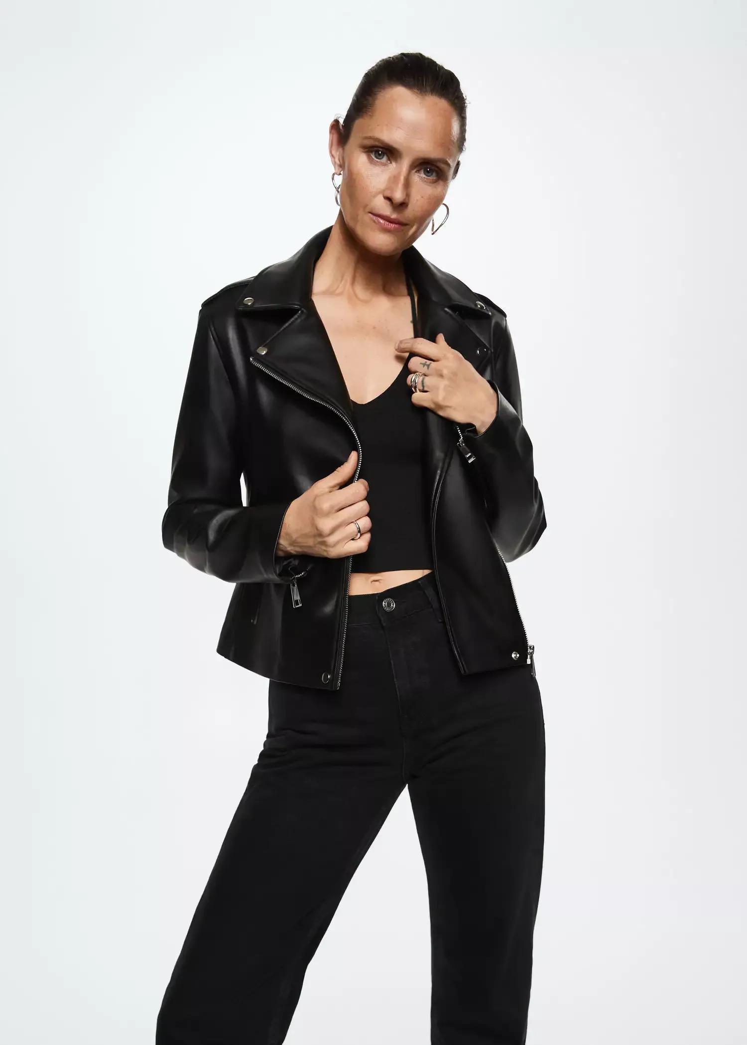 Faux-leather biker jacket, , large image number 0