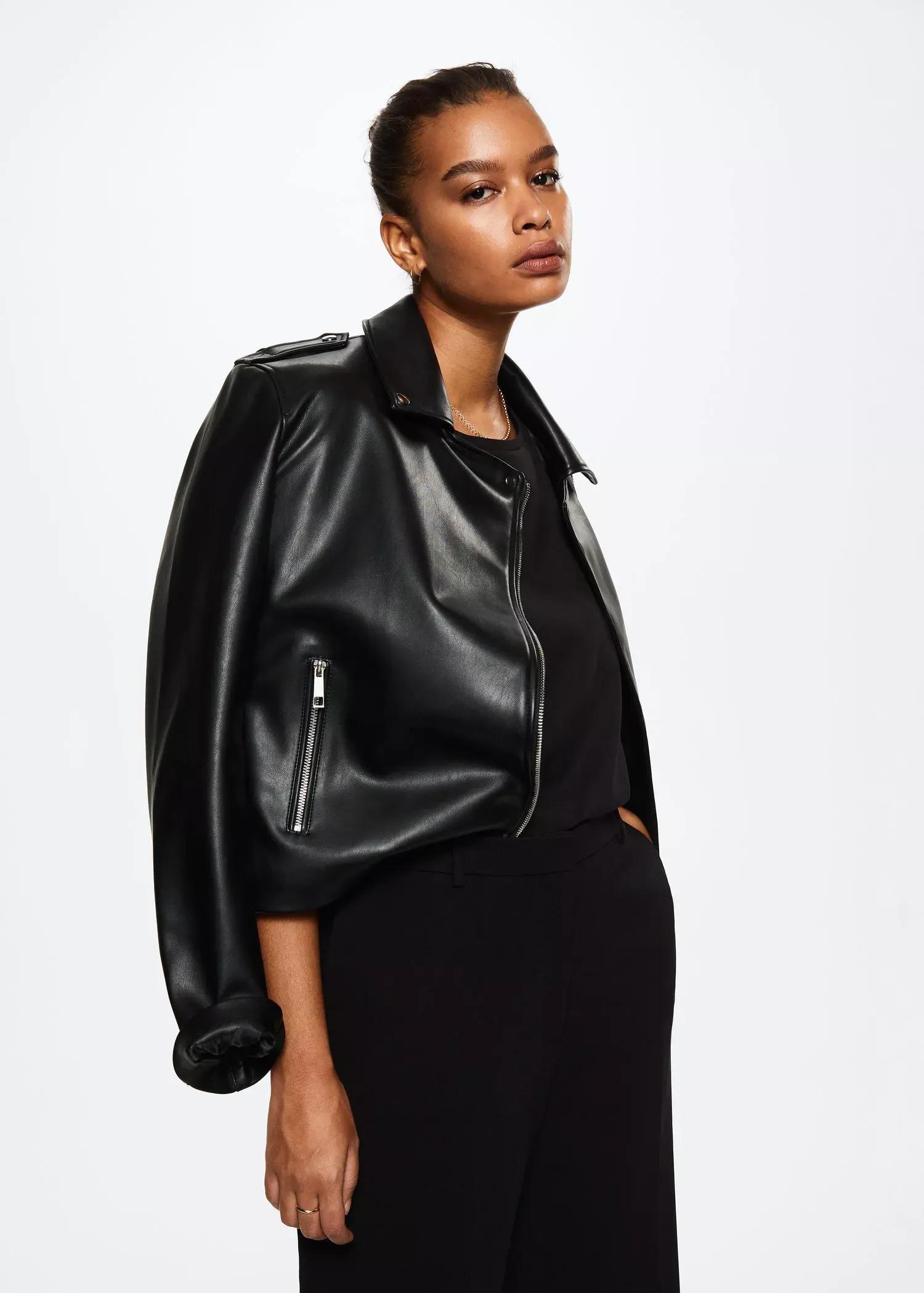 Faux-leather biker jacket, , large image number 6