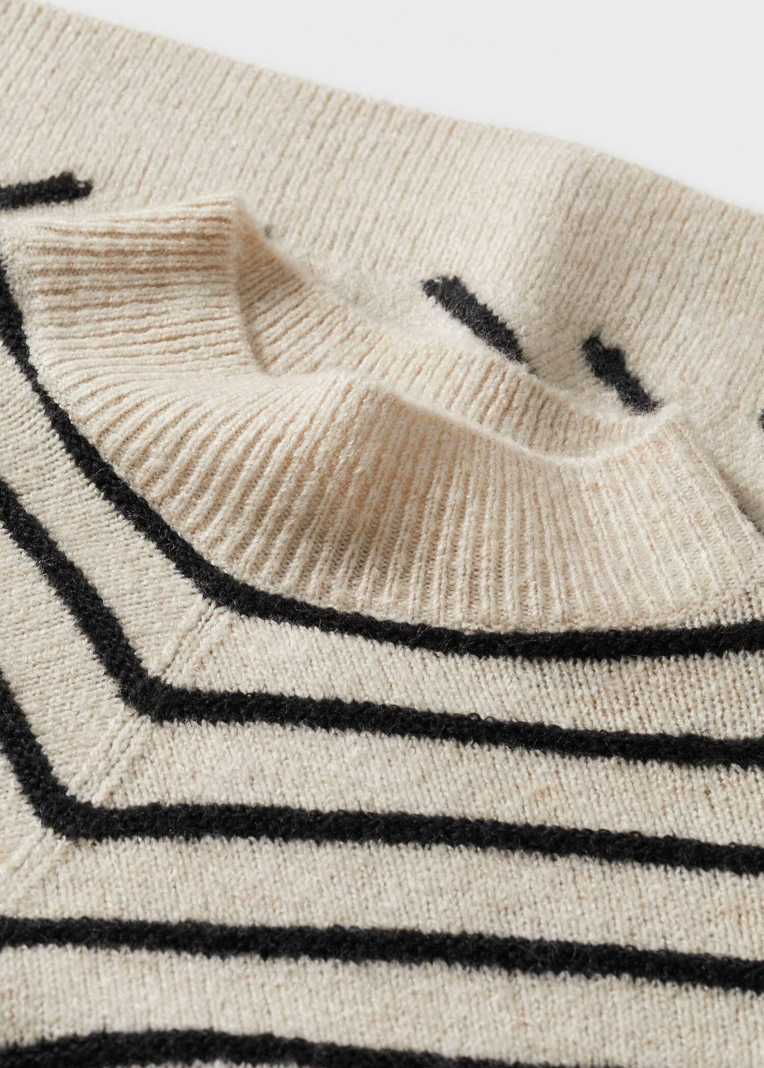 Black Striped printed sweater perkins collar, , large image number 3