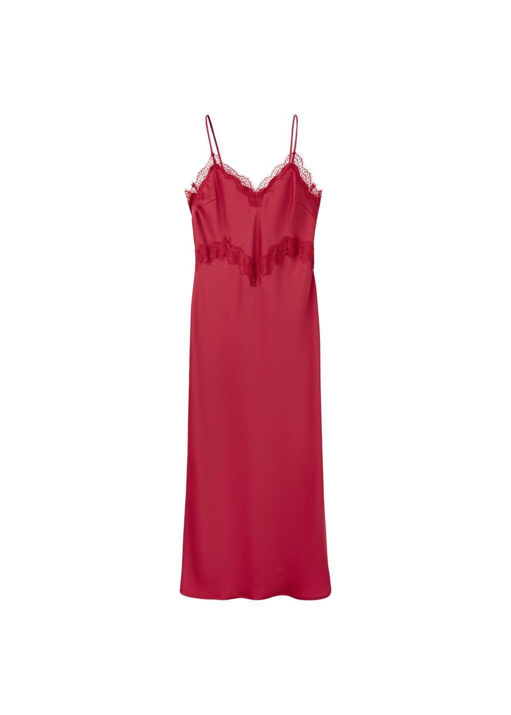 Red Satin Lace Dress, Red, large image number 4