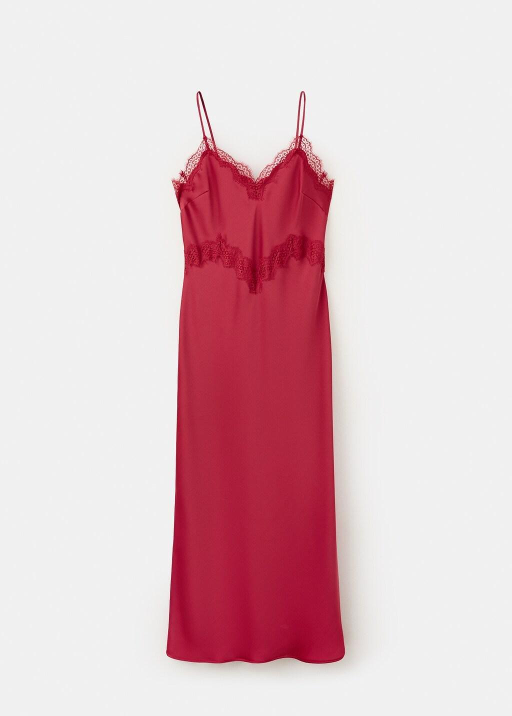 Red Satin Lace Dress, Red, large image number 5