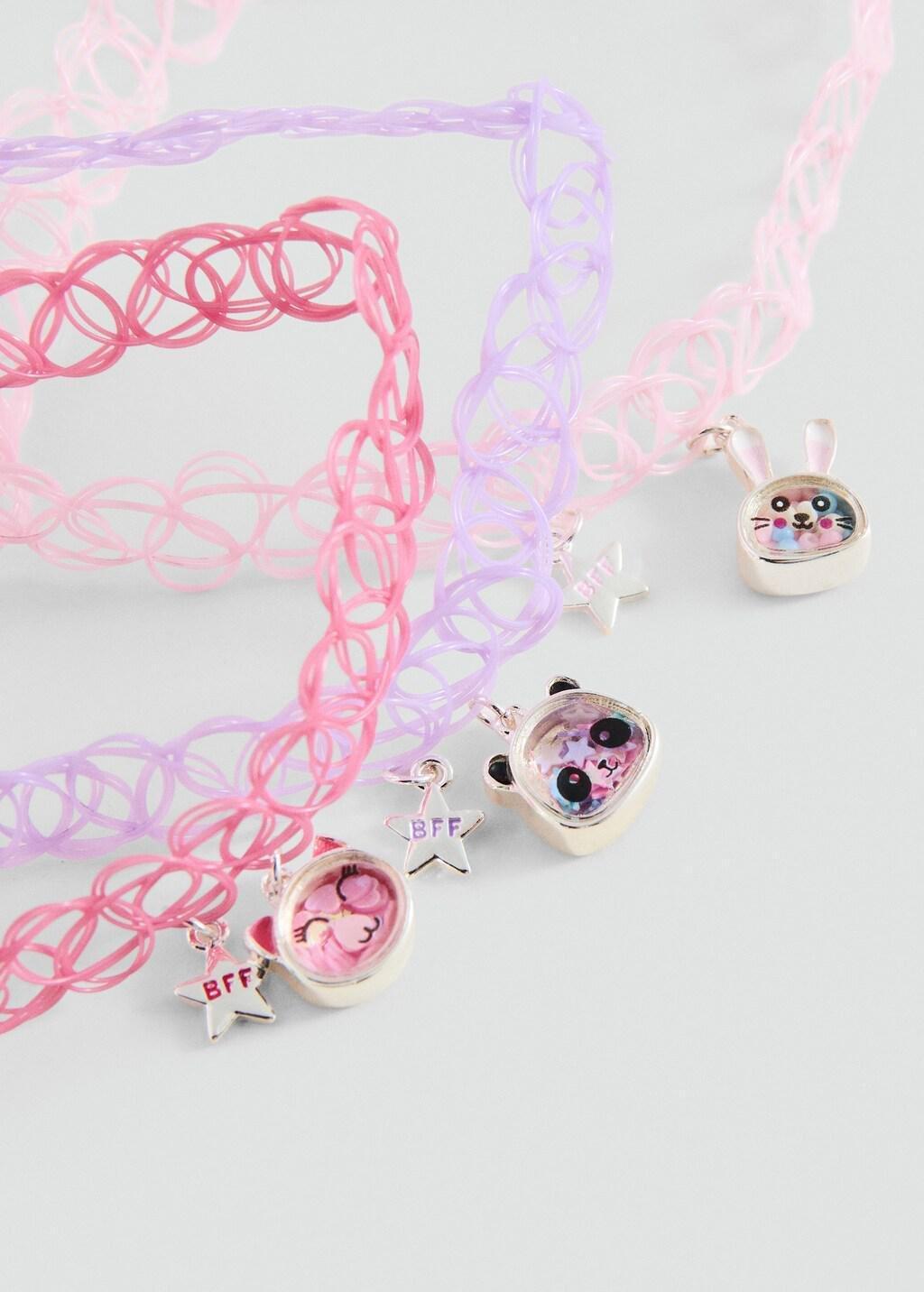 Pink Chokers, Set Of 3, Kids Girl, Pink, large image number 0