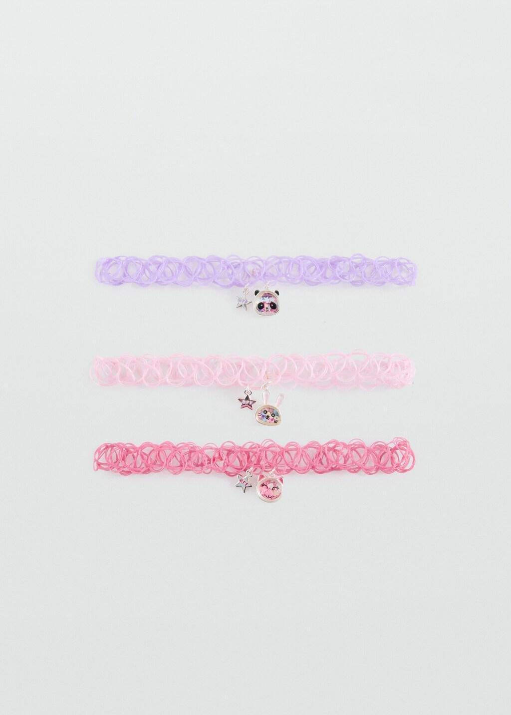 Pink Chokers, Set Of 3, Kids Girl, Pink, large image number 2