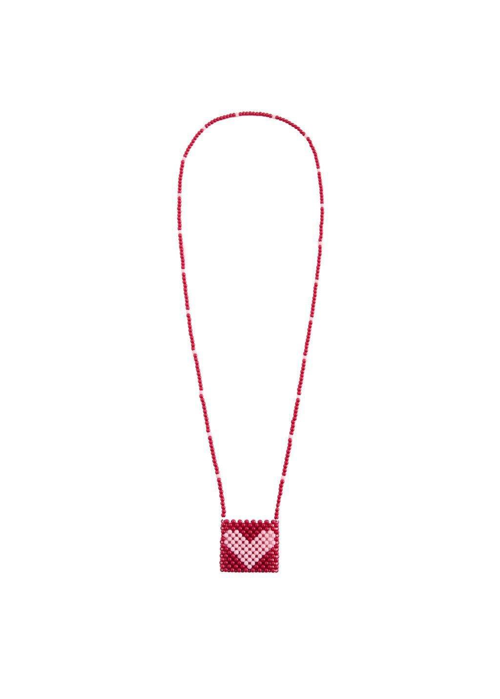 Pink Heart Pendant Necklace, Kids Girls, Pink, medium