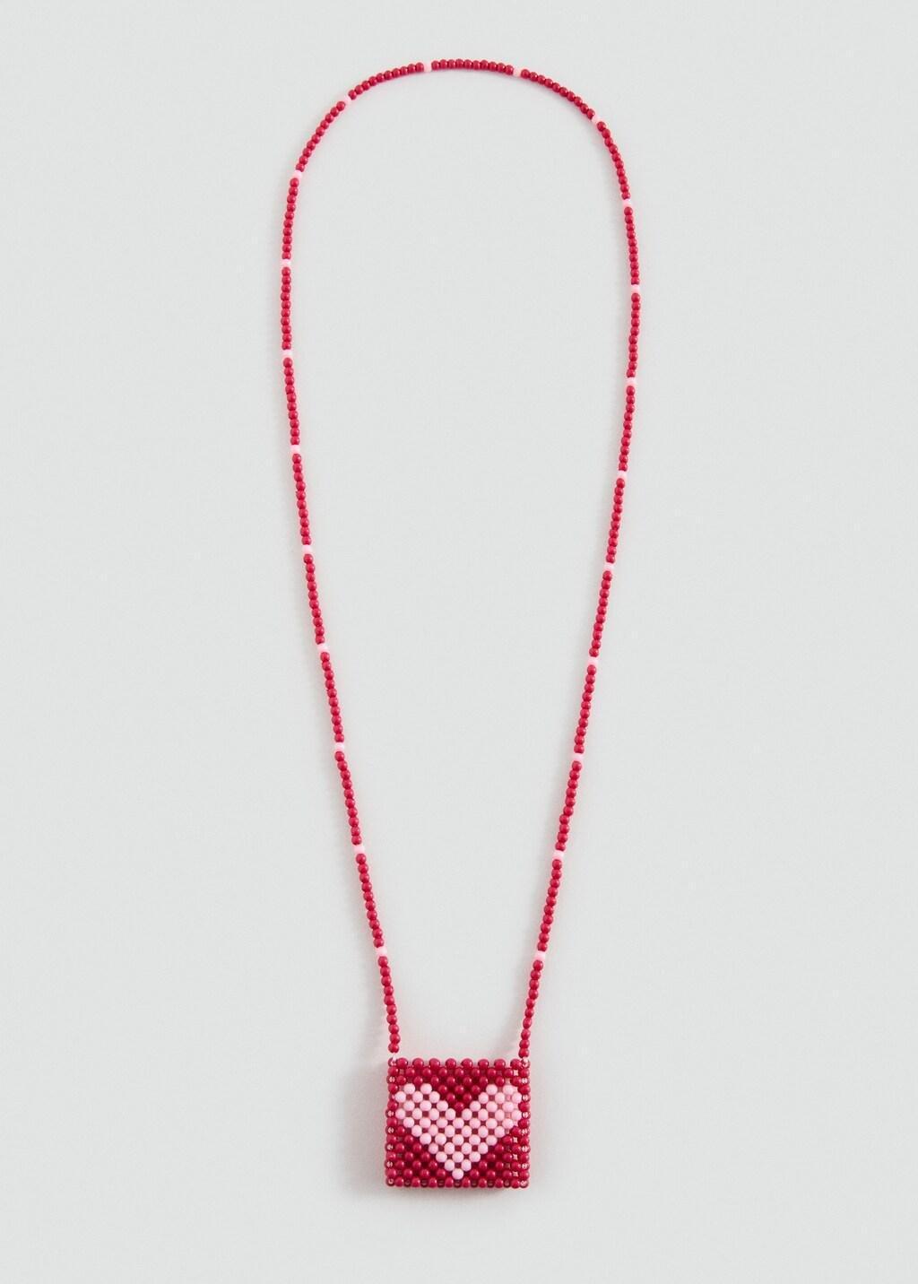 Pink Heart Pendant Necklace, Kids Girls, Pink, medium