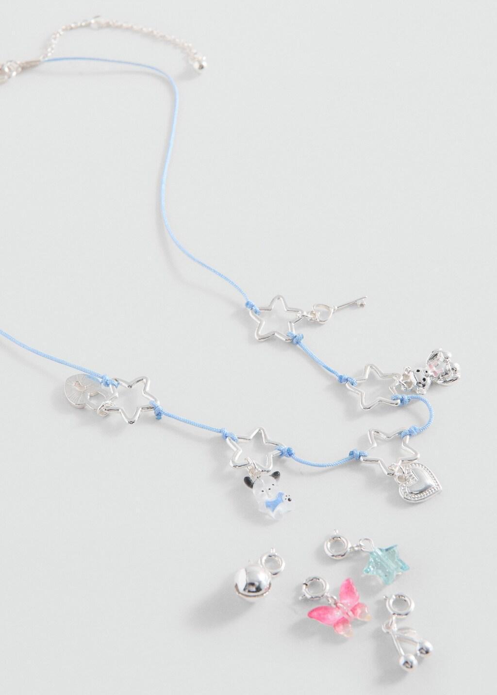 Silver Star Charms Necklace, Kids Girls, Silver, medium