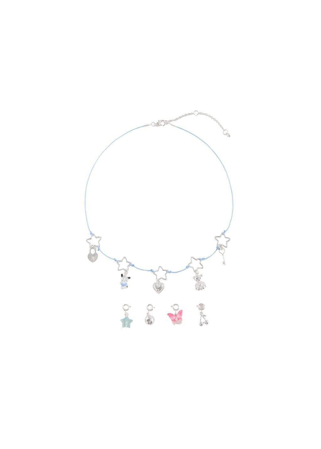 Silver Star Charms Necklace, Kids Girls, Silver, medium