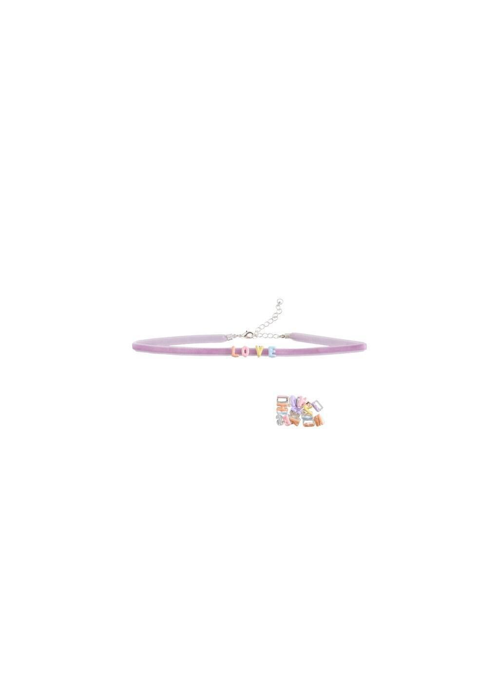 Purple Letter Choker Necklace, Kids Girls, Light-Pastel Purple, medium