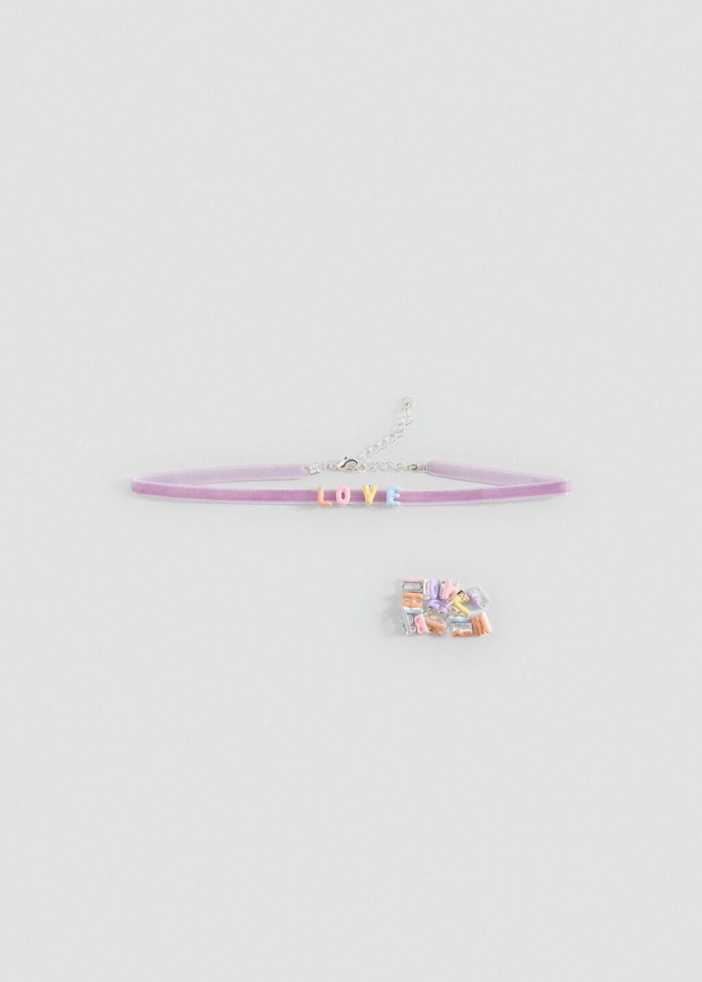 Purple Letter Choker Necklace, Kids Girls, Light-Pastel Purple, medium